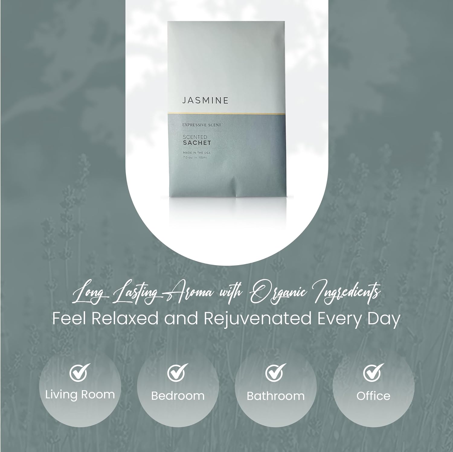 Expressive Scented Sachet Pouches – Perfect Jasmine Air Freshener & Closet Deodorizer for Drawers, Closets, Cars and Bathrooms – Long-Lasting Fresh Scent Sachets (6- Pack)