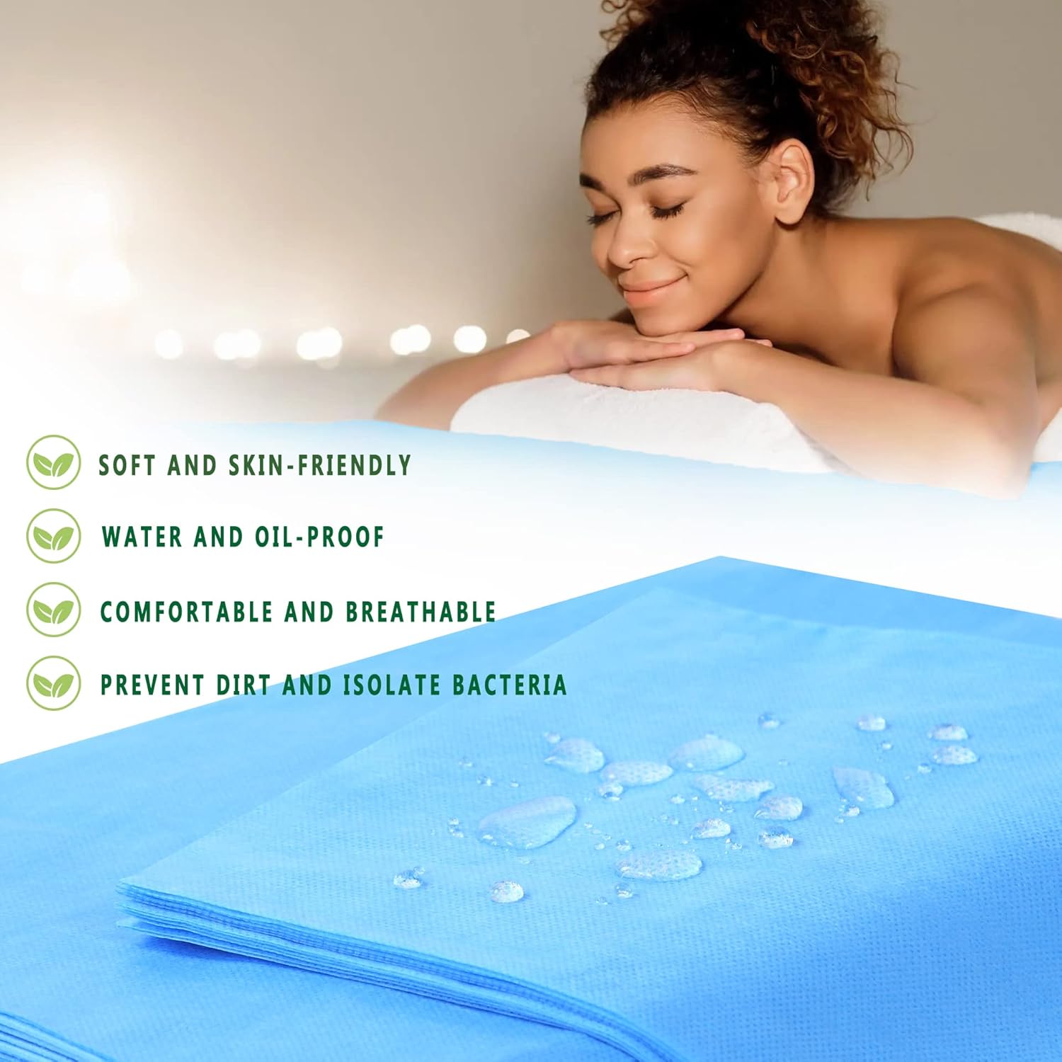 100 Pcs Disposable Bed Sheets 31" x 71" Massage Table Sheets Non Woven Fabric SPA Bed Cover Breathable for Massage Beauty Tattoos (100 Pcs Blue)