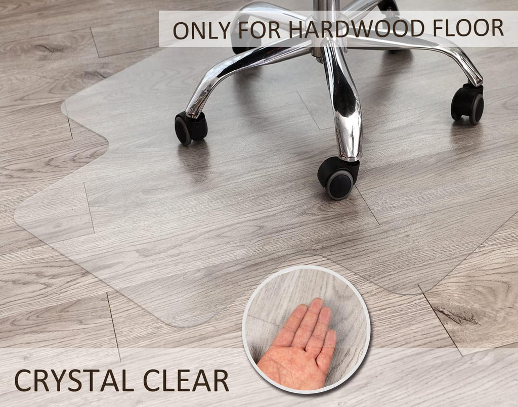 Office Chair Mat for Hardwood Floor, 48”x 36” Vinyl Desk Chair Mat Clear Floor Protector Mat for Rolling Chair Office & Home, Easy Glide and Flat Without Curling