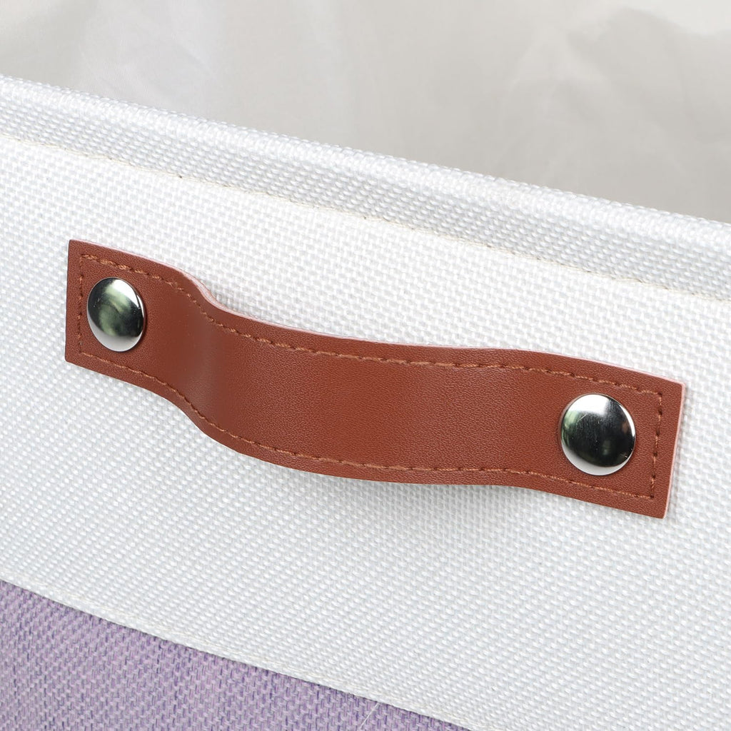 Univivi 13 x 13 x13 Cube Storage Baskets Storage Bins with Hard Bottom|PU Handles for Organizing,Foldable Fabric Storage Bins Decorative Organizer Baskets for Shelves,Closet (Purple)