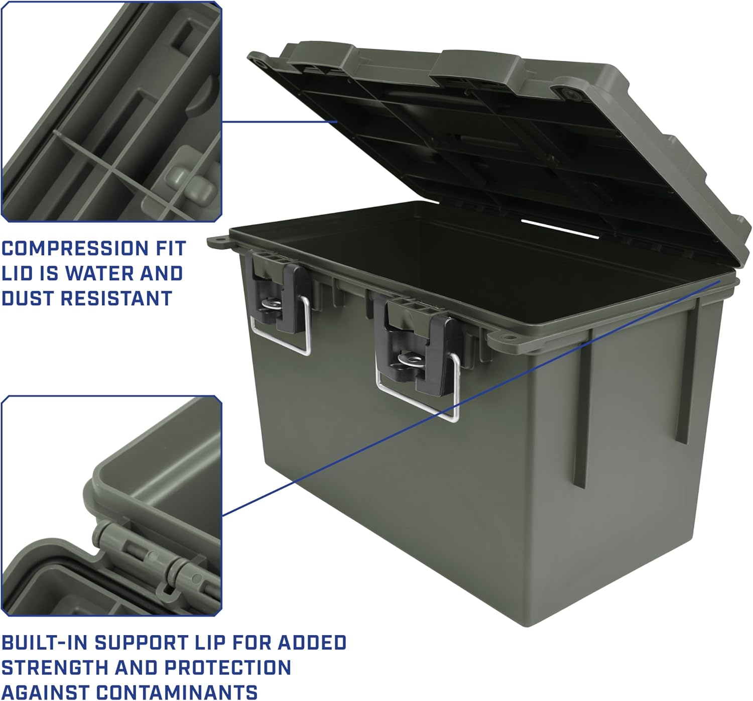 Sheffield 12765 XL Storage Bins With Lids, 4-Pack Stackable Storage Bins, Made in USA, Lockable and Water-Resistant Containers with Lids, Plastic Containers for Home, Classroom, and Dorm