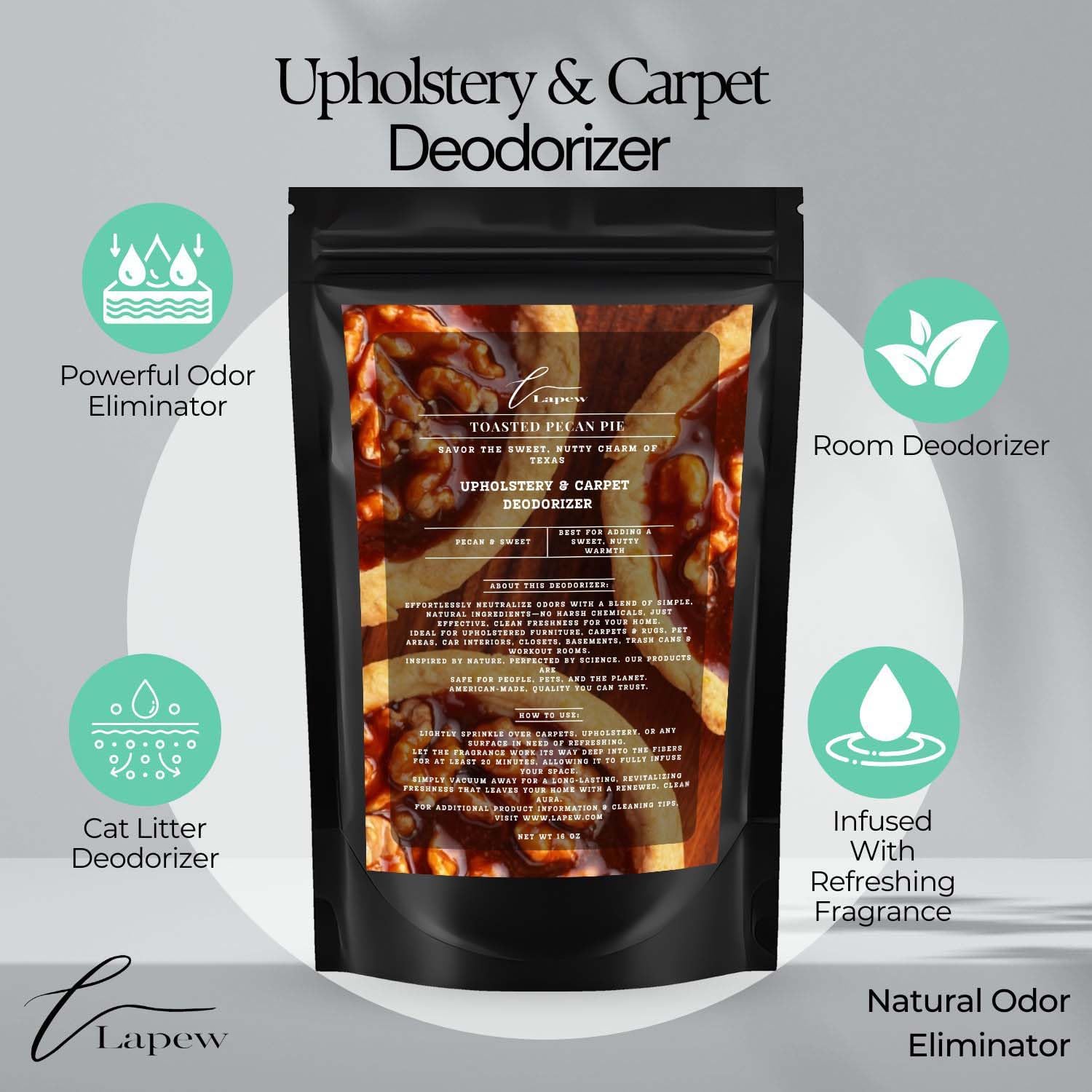 Toasted Pecan Pie Carpet Freshener Powder: Powerful Odor Eliminator for Home, Upholstery Deodorizer, Carpet Deodorizer, Pet Urine, Cat Litter Box - Toasted Pecan Pie Fragrance