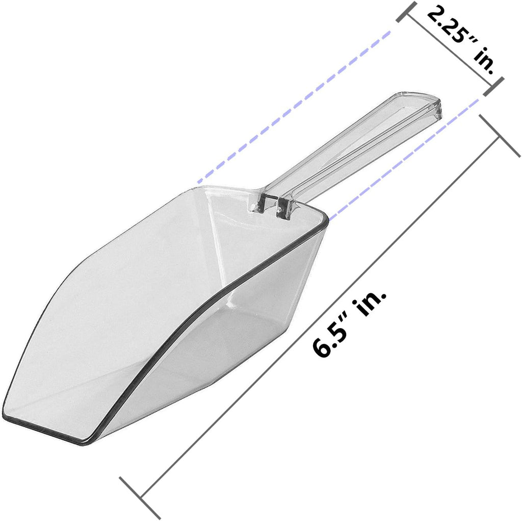 Clear Plastic Acrylic Scoops 24 Pcs | 6.5” Medium Kitchen Scoop | Wedding Desserts | Candy Buffet, Ice Cream, Protein Powders, Coffee, Tea, Flour (24 Pack, 6.5")