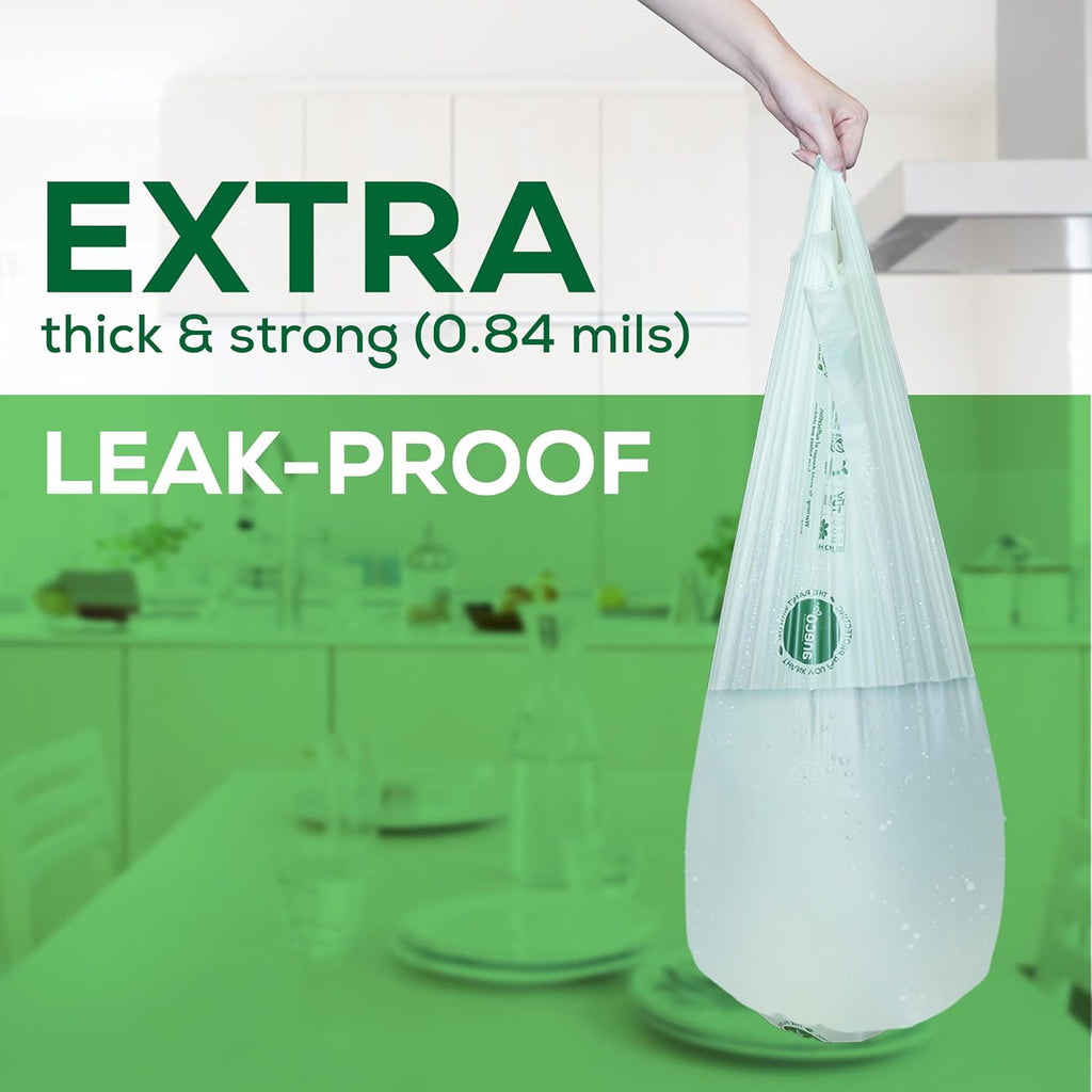 ANECO 8 Gallon Compostable Kitchen Food Waste Bags with Handles (30 Count), Leak-proof Compost Bags for Tall Kitchen Bin, Large 8 Gallon Bags Certified by BPI & OK Compost HOME