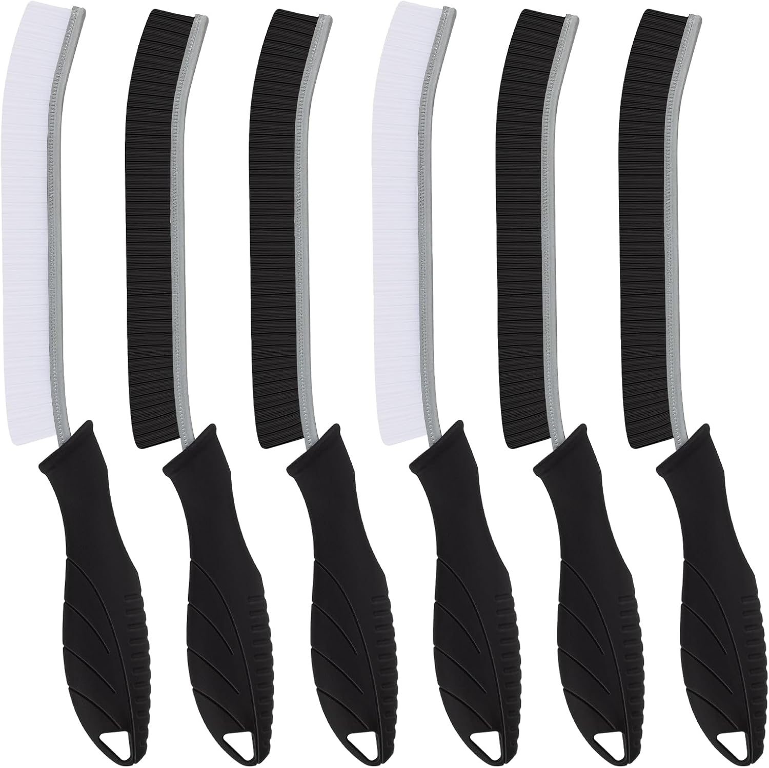 Hard Bristle Crevice Cleaning Brush-Thin Gap Scrub Brush, Small Cleaning Brush, Grout Brush, Kitchen Brush, Cleaning Tools for Toilet, Bathroom, Sink, Home, Household, Window (6, Black)