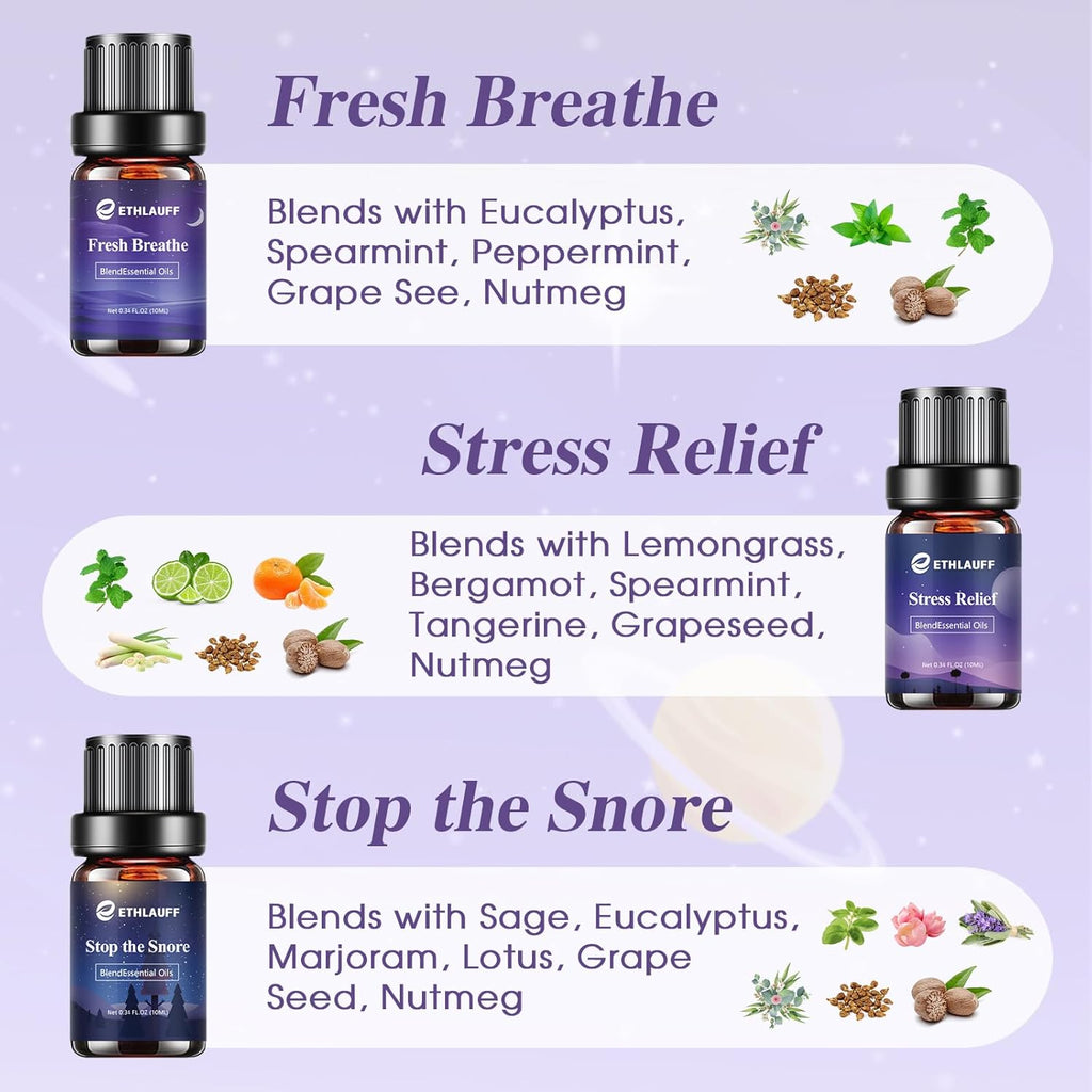 Sleep Essential Oils, Essential Oil Blends for Diffusers for Home (Relax, Stress Relief, Fresh Breathe, Sweet Dreams) Candle Making Scents, Relaxation Gift for Women and Men