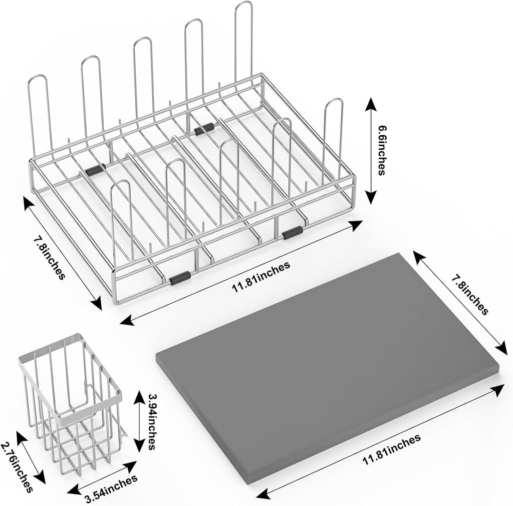 Baby Bottle Drying Rack Organizer Stainless Steel Large Countertop Glass Water Bottle Dryer Holder with Diatomite Stone Quick Dry Easy Clean and Brush Holder
