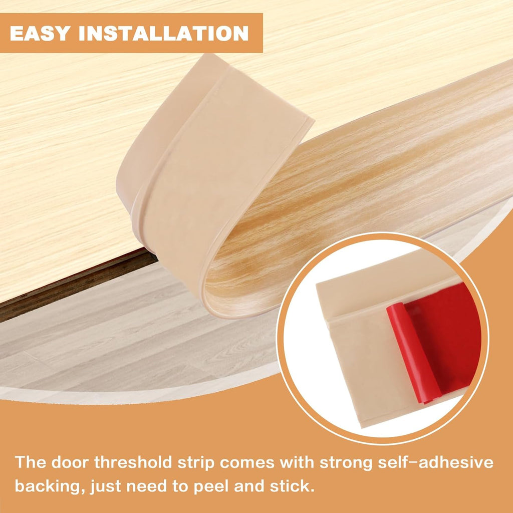 Vinyl Door Threshold Flooring Transition Strip Self Adhesive Carpet Edging Strip for Laminate Doorway Edge Threshold from 3/5" to 4/5" (Light Yellow Wood Grain, 3.3 Ft)