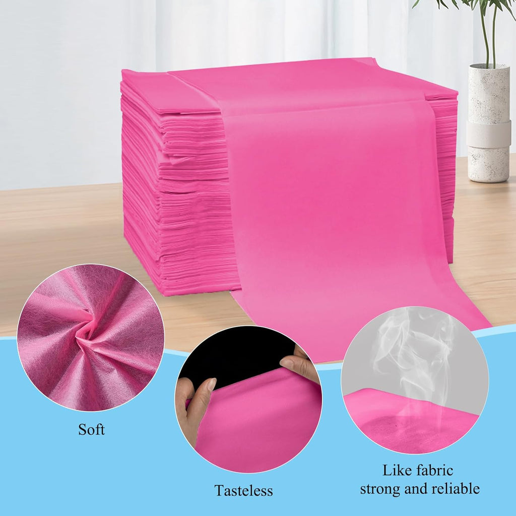 100Pcs Disposable Massage Table Sheets 31.5" x 71" Non-Woven Fabric Bed Covers for Ultimate Hygiene and Comfort in Massage, Tattoo, and Spa Treatments, Breathable and Durable Sheets(Pink)