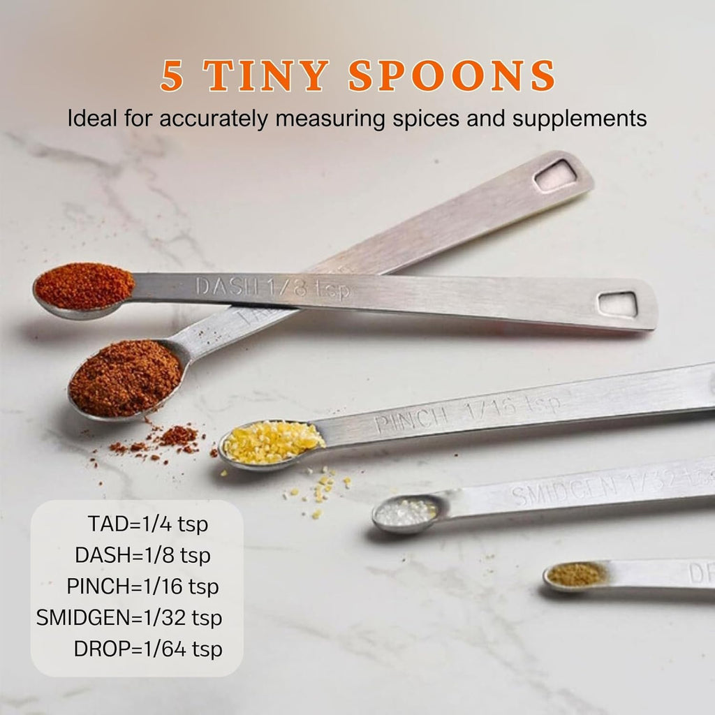 11PCS Measuring Spoons Set Stainless 1 tbsp, 1/2 tbsp, and 1-1/16tsp Steel Measuring Spoons for Cooking Baking Spice Jars and Liquid Ingredients