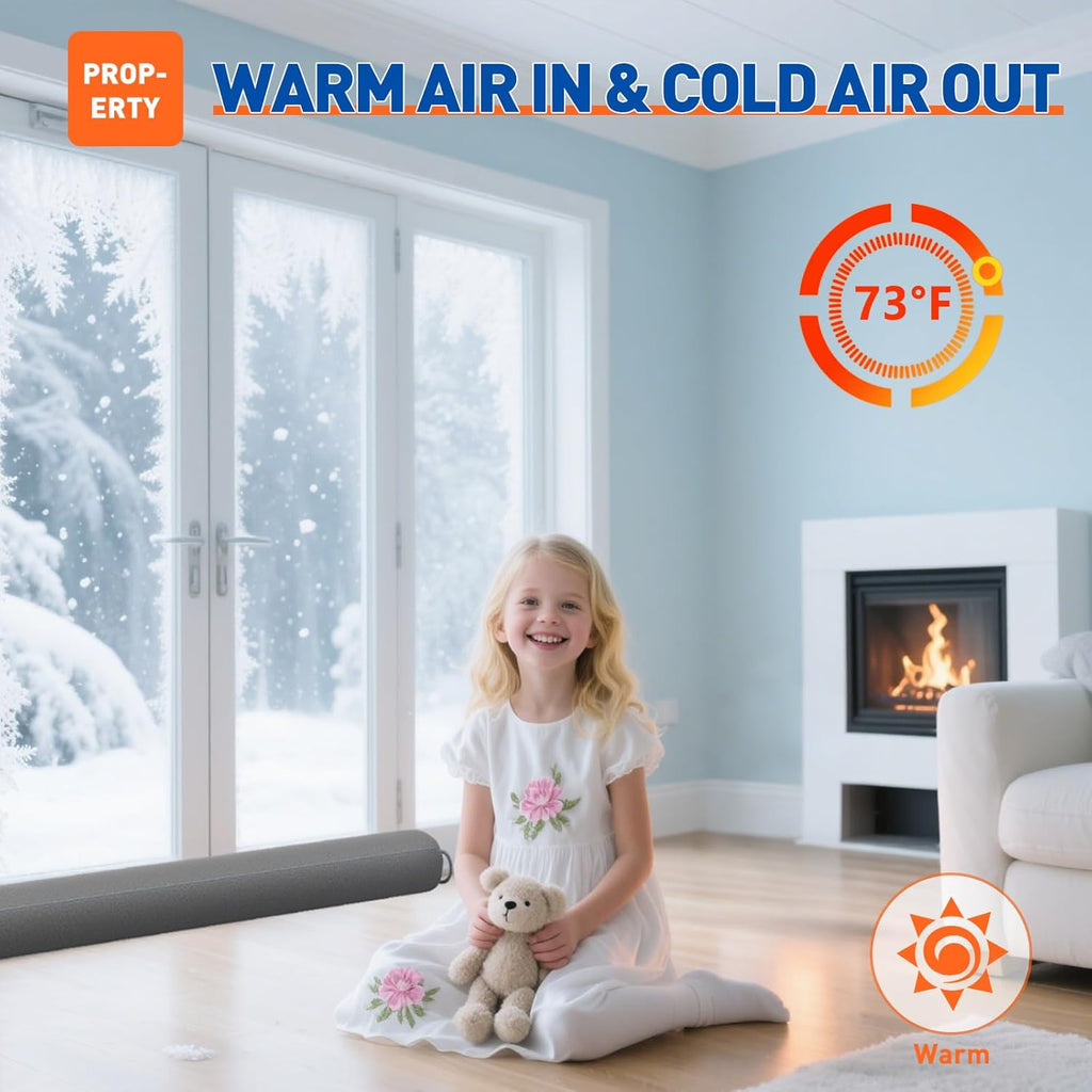 MAGZO Door Draft Stopper 36 Inches, Weighted Rectangle Door Snake for Winter Noise Blocker with Hook Loops,Gray