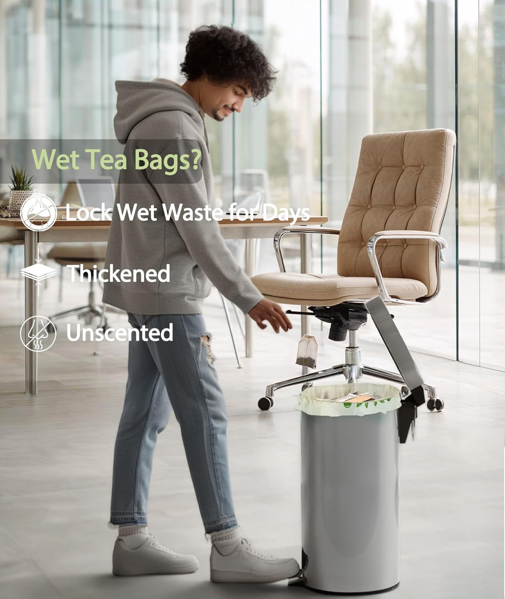 Compostable Trash Bags 8 Gallon with Handle, 30 Liter, 40 Count, AYOTEE Composting Garbage Bags 8 Gallon for Kitchen Food Scrap, Waste Basket Bag，Unscented Medium Trash Can Liners for Office