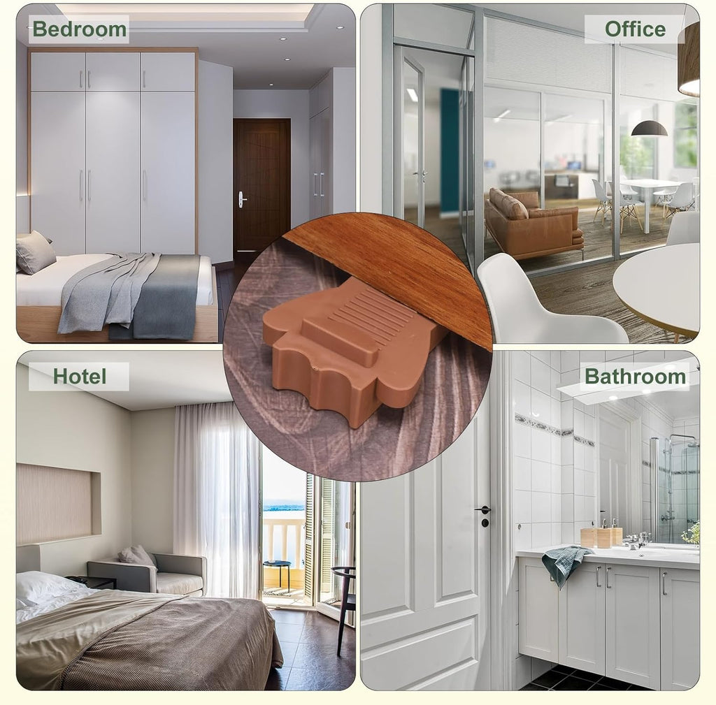 uxcell 4 Pcs Door Stoppers for Bottom of Door, Rubber Stackable Door Stopper Wedge Anti-Slip, 2.13 Inch, Coffee