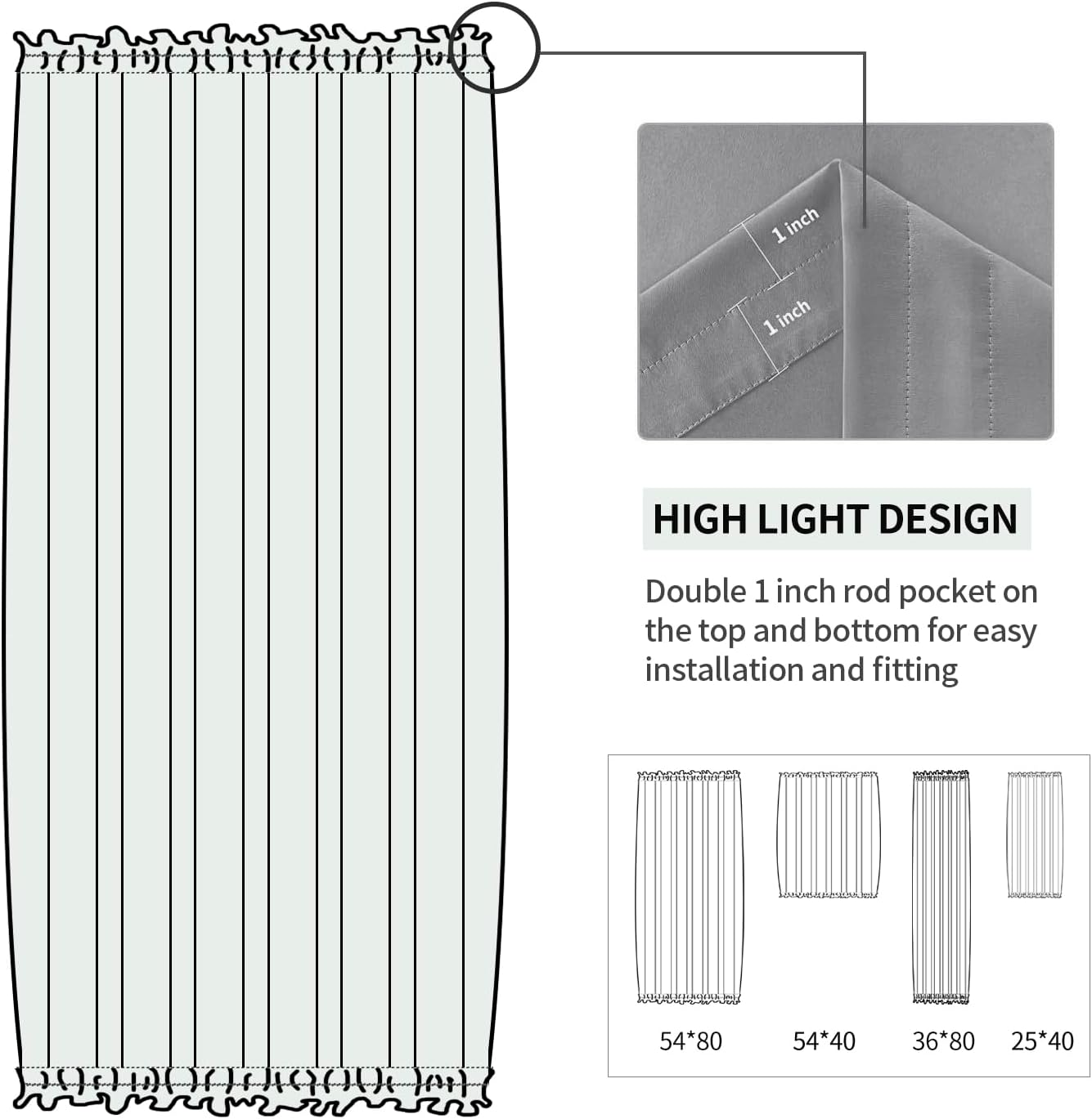 DWCN French Door Curtains – Rod Pocket Thermal Blackout Curtain for Doors with Glass Window, Kitchen and Patio Doors for Privacy, 36 X 80 Inches Long, 1 Curtain Panel with Tieback, Grey