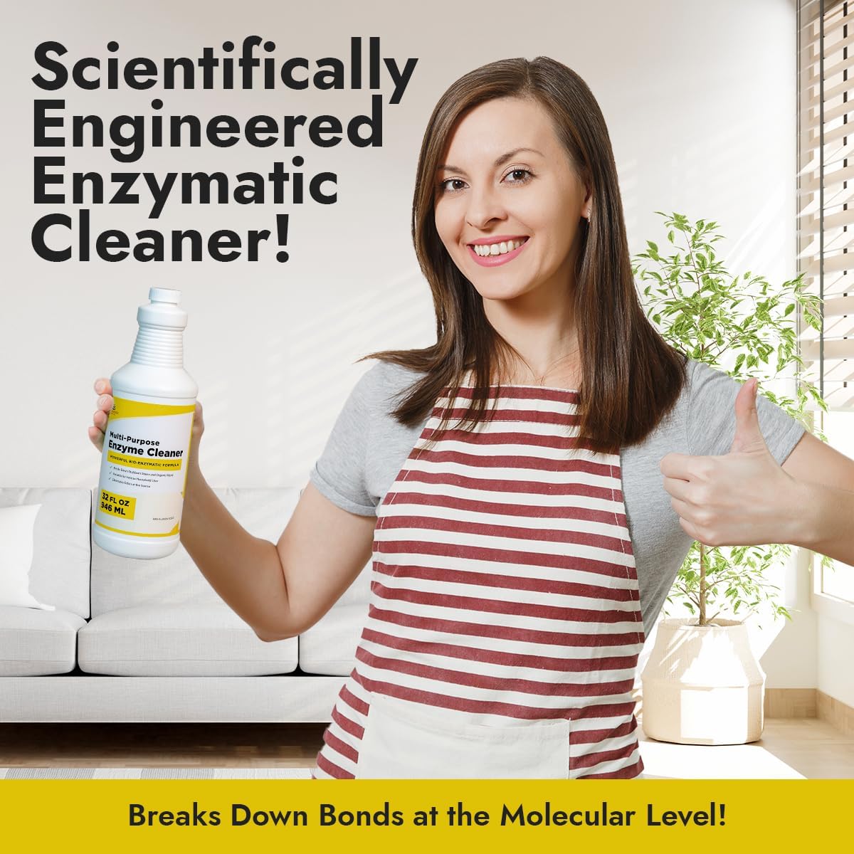 NORTHWEST ENTERPRISES Multi-Purpose Enzyme Cleaner - Household and Commercial Enzyme Cleaner, Fresh Lemon Scent (32 ounces)