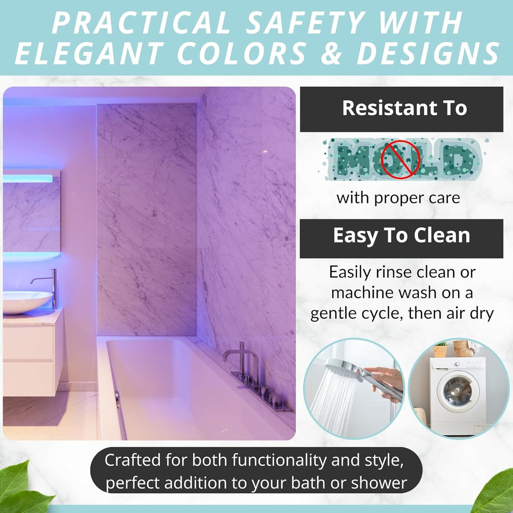 ENKOSI Bath Mat - Large Non Slip Bathtub & Shower Mat - Extra Long 40 x 16 Inch Bathroom Mats for Tub Nonslip Anti Slip Bathmats (40x16 Clear Purple 1-Pack)