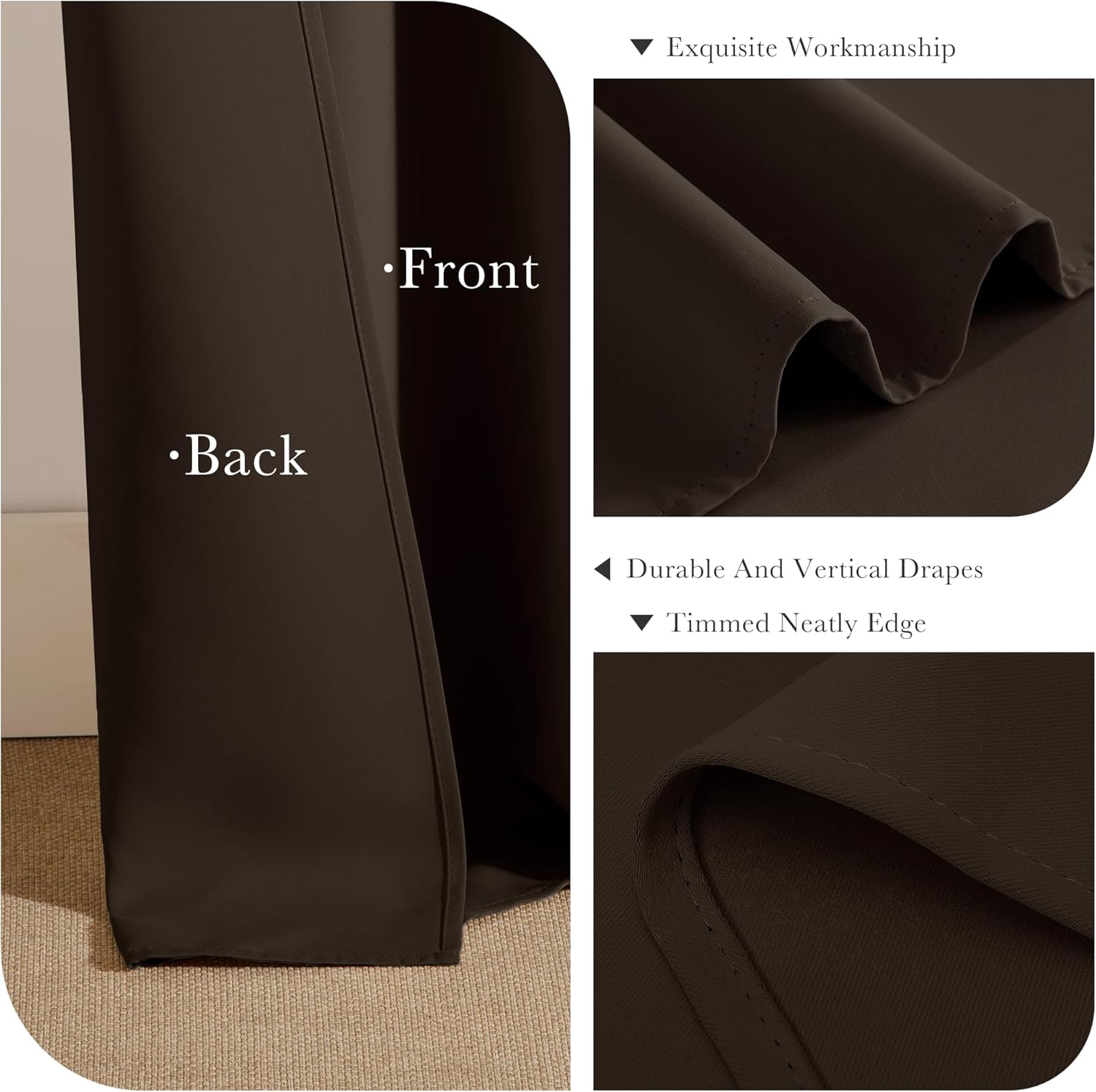 PONY DANCE Blackout Curtain Panels - Window Treatments Room Darkening Thermal Insulated Drapery with Grommets for Living Room Bedroom, W 55" x L 80", Chocolate Brown, 2 Pieces