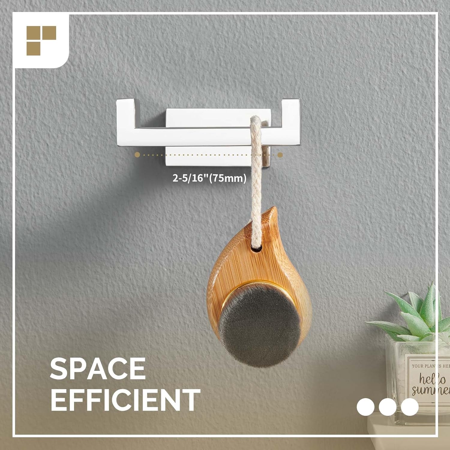 Angle Simple Bathroom Towel Hook, SUS 304 Stainless Steel Hand Towel Double Hook for Wall, Robe Coat Holder, Polished Chrome