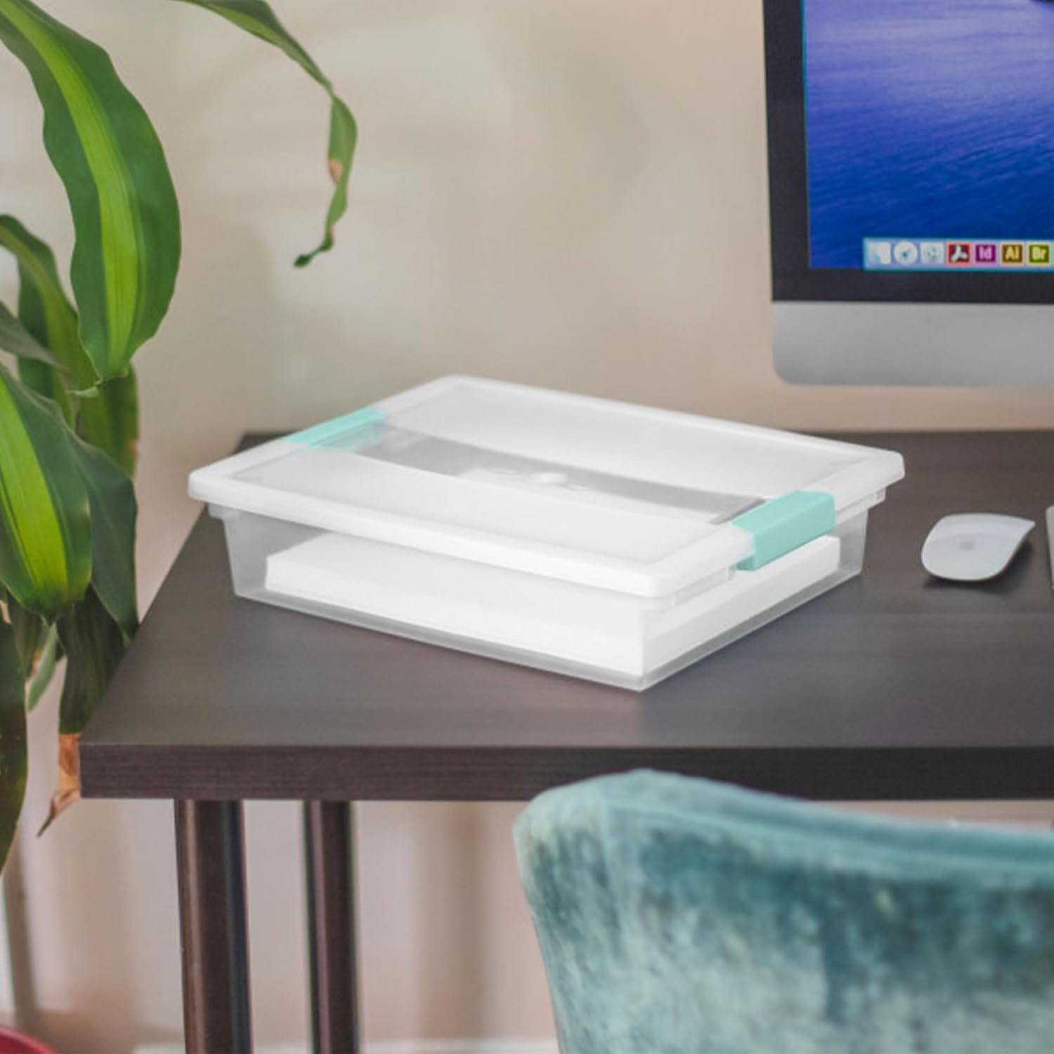 Sterilite 6-Pack Clip Box, Stackable Clear Plastic Bins with Latching Lids, Large - Writing, Arts or Crafts Supplies Storage Containers for Home, Office, Classroom and Workshop Organization