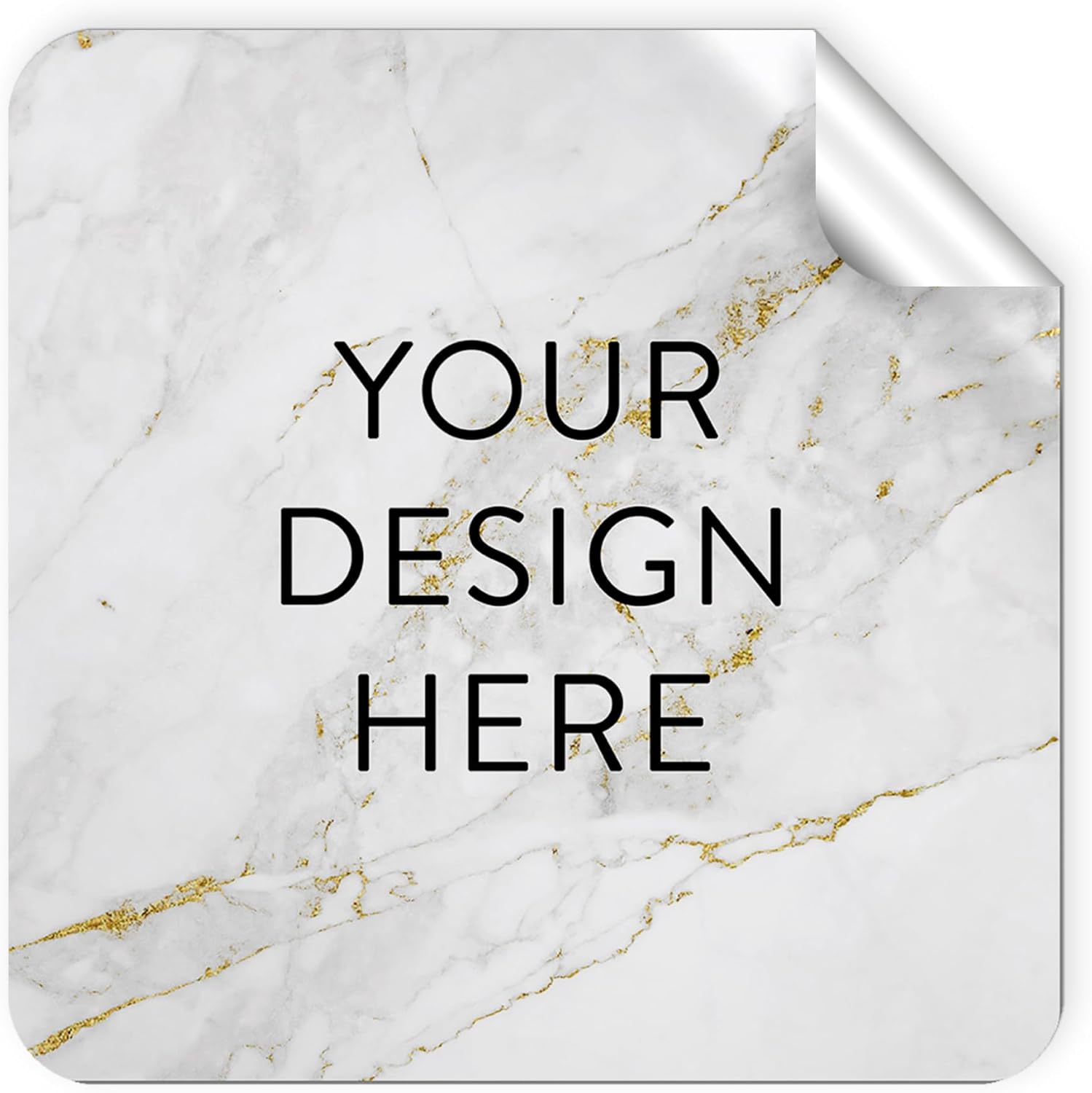 100 Custom Vinyl Stickers - Upload Your own Image, Text, Design, Logo - Personalized Logo Labels for Handmade, Packaging, Bottle, Jars, Candle, Brand Stickers (Gold Marble, 2x2 Square)