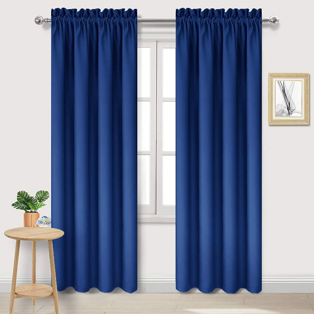 DWCN Blackout Curtains Room Darkening Thermal Insulated Bedroom Curtains Window Curtain Panels, 42 x 84 inches Long, Set of 2 Classic Blue Rod Pocket Drapes