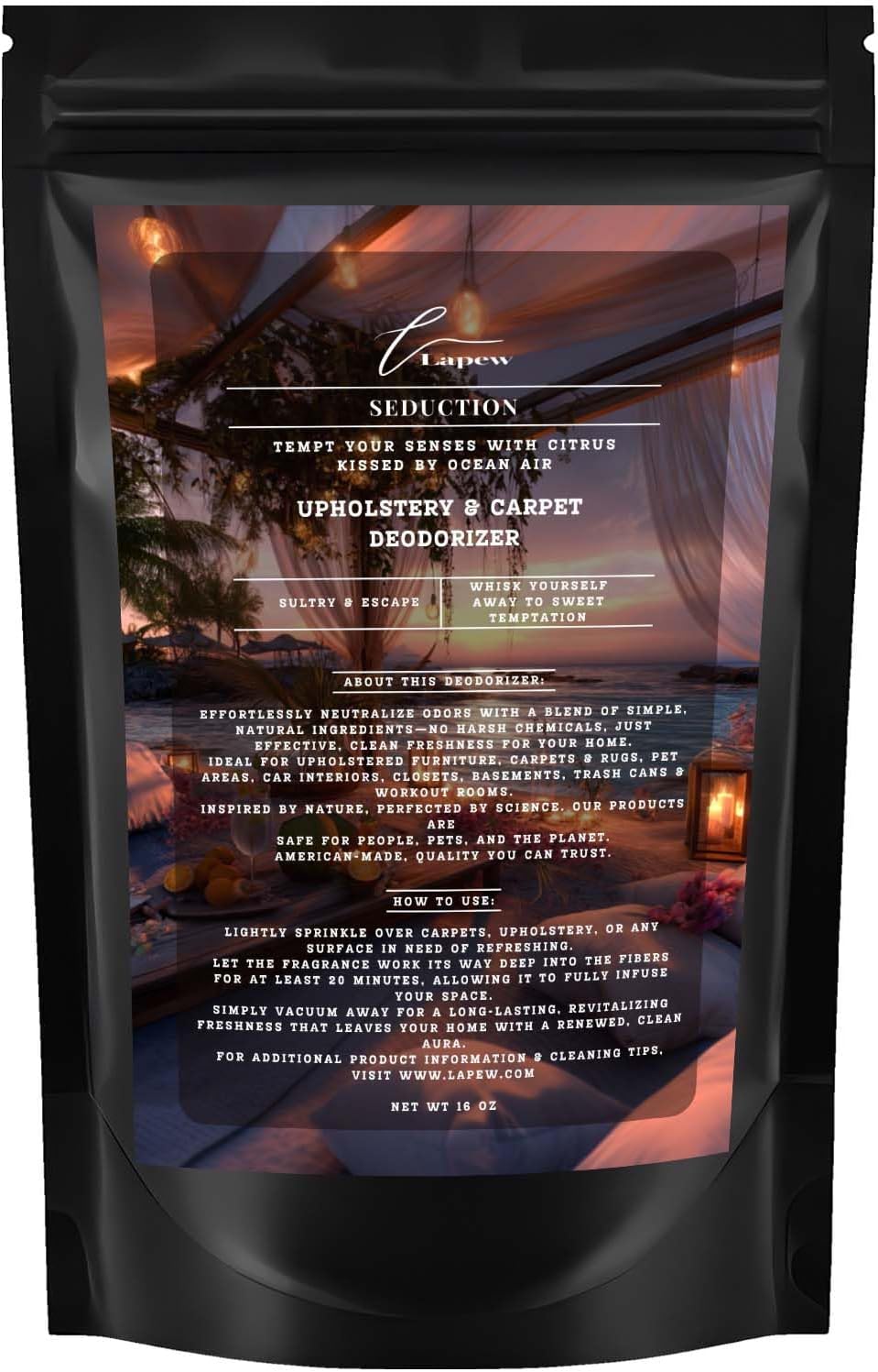 Seduction Carpet Freshener Powder: Powerful Odor Eliminator for Home, Upholstery Deodorizer, Carpet Deodorizer, Pet Urine, Cat Litter Box - Endless Weekend Fragrance