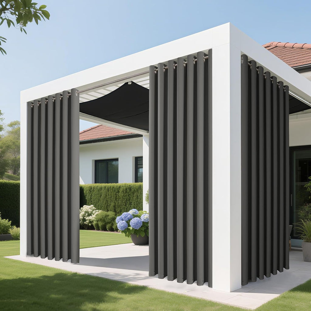 Joydeco Blackout Patio Sliding Door Curtains 108 Inches Long, Grommet Privacy Room Divider Curtains, Extra Wide Thermal Blackout Drapes for Bedroom Living Room (Light Grey, 100Wx108L, 1 Panel)