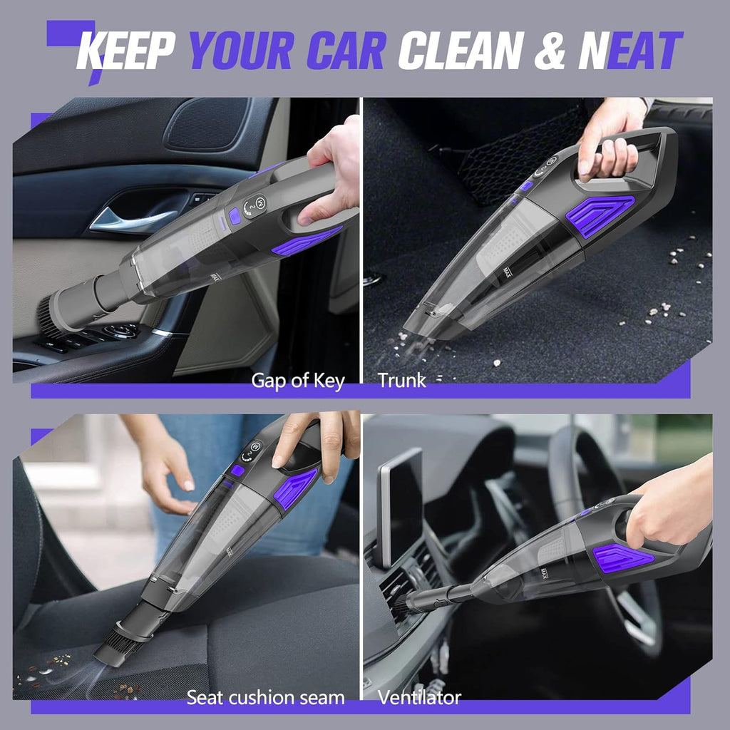 Handheld Vacuum Cordless Cleaner,Powerful Portable and Dust Buster Hand Vcauum Rechargeable with Large-Capacity Battery for CarPetOfficeHome (Dark Purple)