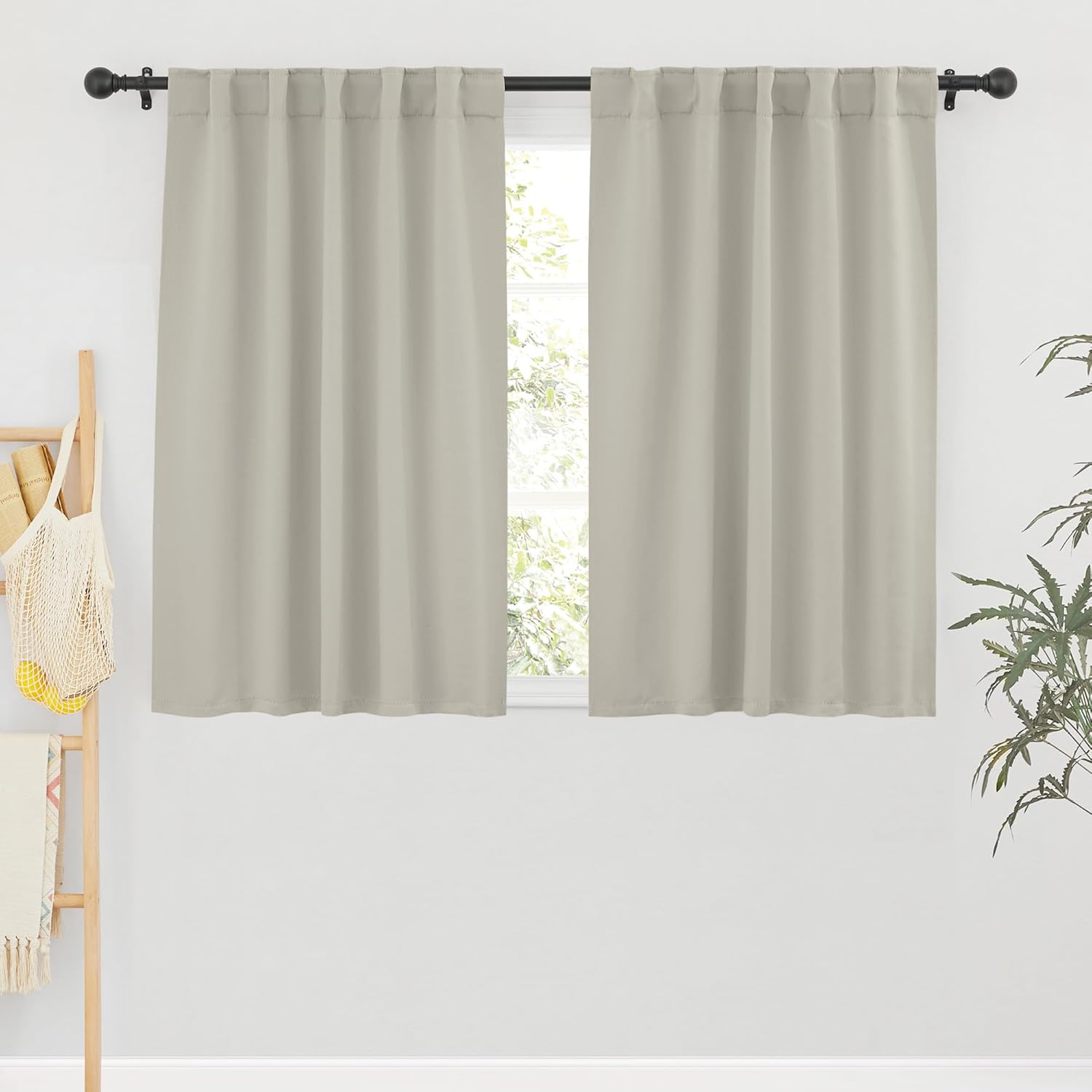 RYB HOME Blackout Curtains for Living Room, Privacy Thermal Insulating Window Treatment Drapes for Bedroom Dining Home Office Basement, W 42 x L 63 inches, Natural, 2 Panels