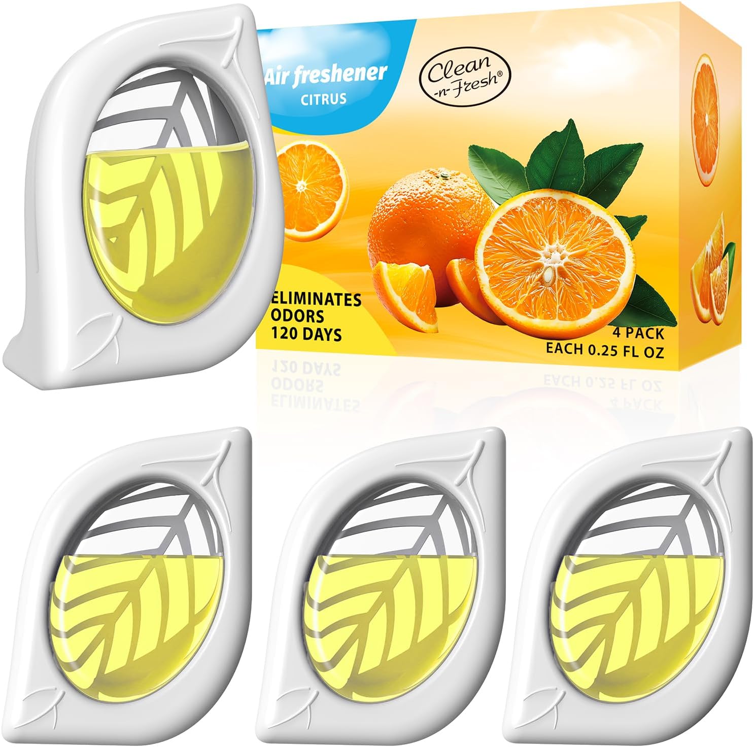 Air Freshener for Home, 4 Pack, Citrus, Odor Eliminator for Small Area Closets Bathroom Pets Strong Odor, Up to 120 Days