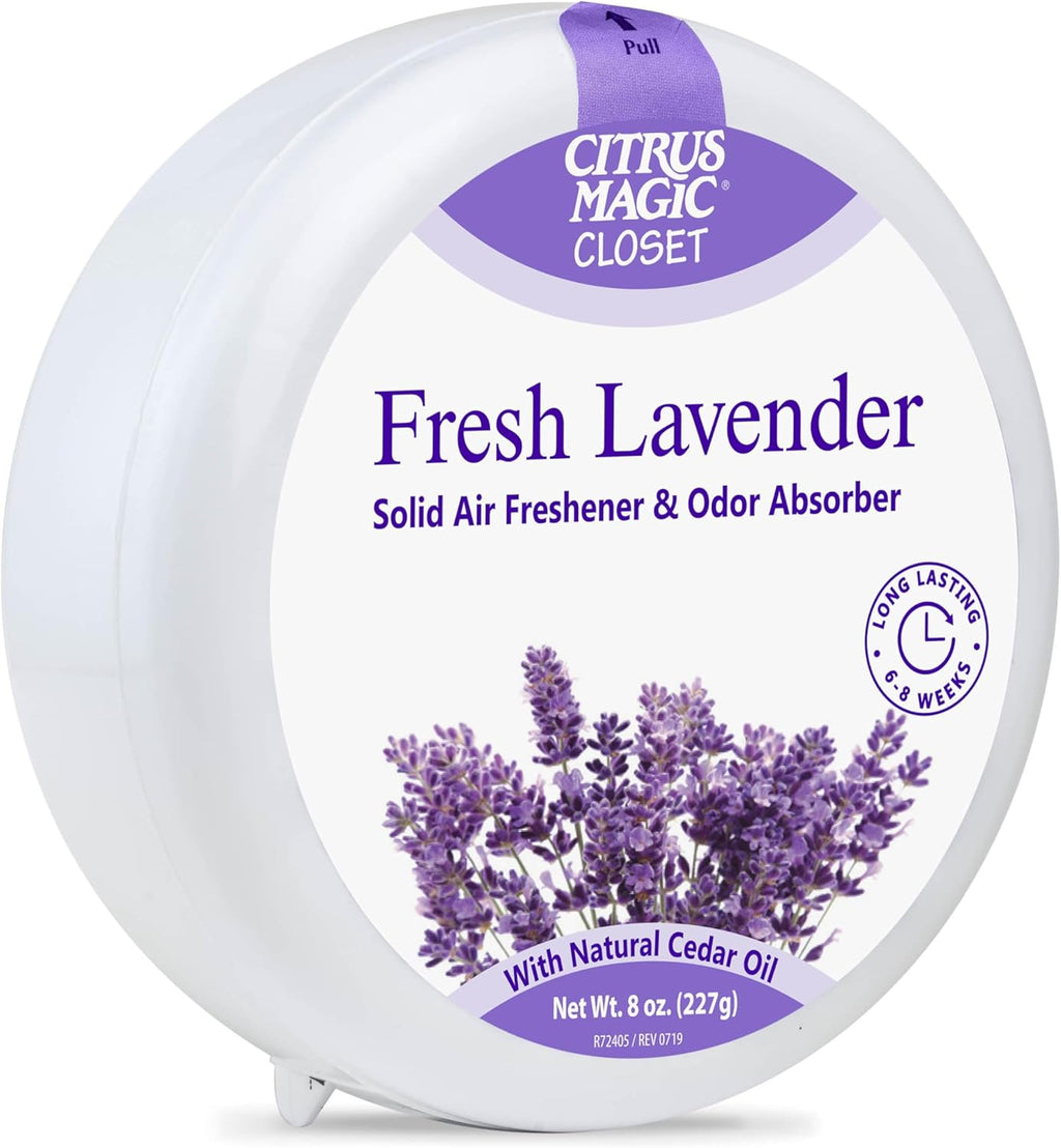 Citrus Magic For Closets Odor Absorbing Solid Air Freshener, Fresh Lavender, 8-Ounce, Pack of 3