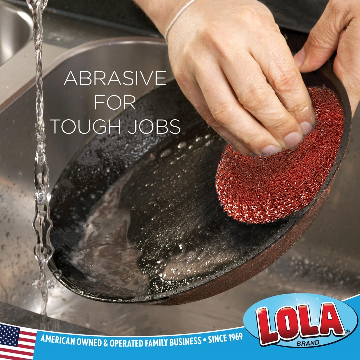 LOLA Copper Mesh Scouring Pad, 18 Grams, 12 Pack, eavy Duty Cleaning Pads, Copper Coated Knitted Flat Wire Mesh, Recyclable, Cleans Baked On Messes