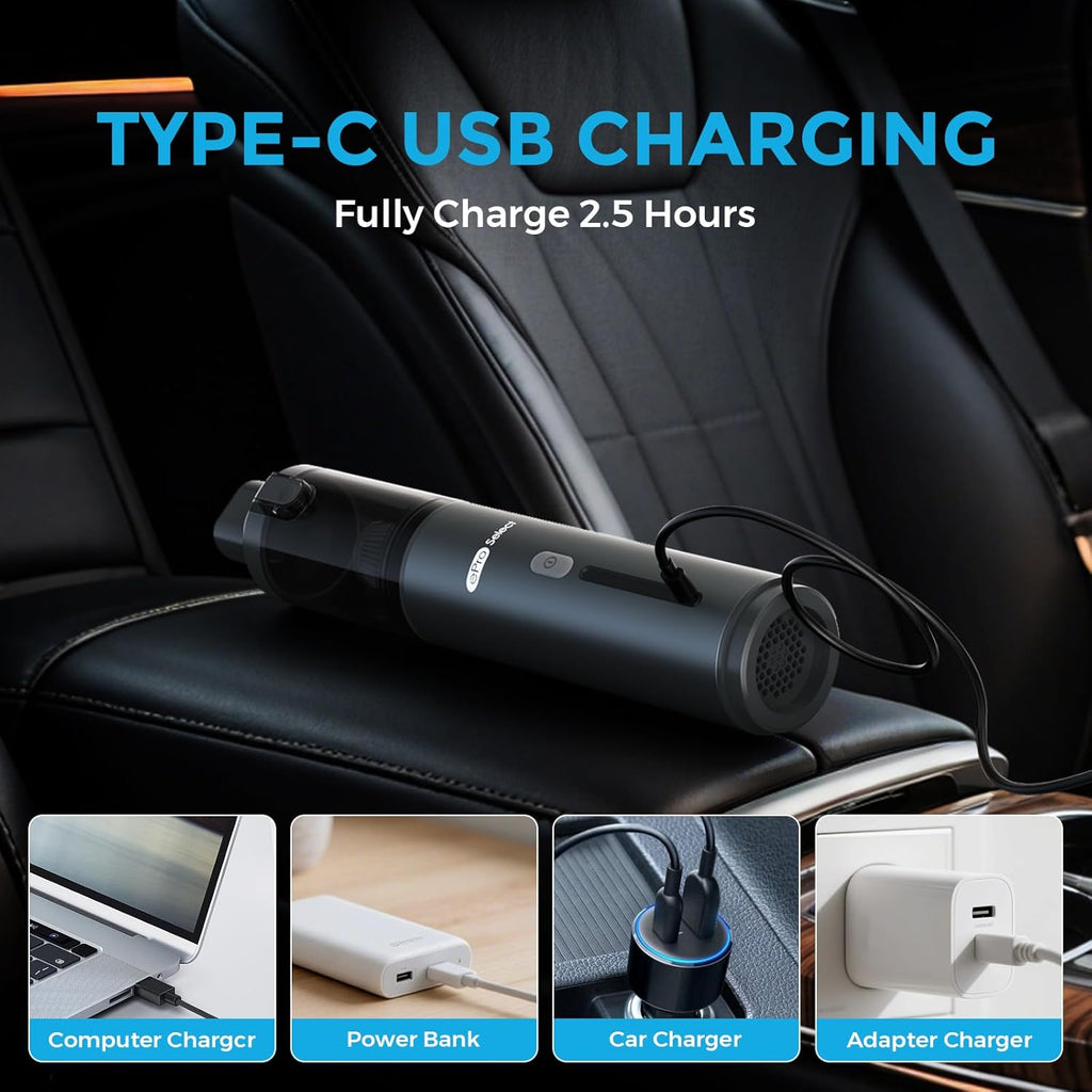 Cordless Car Vacuum, 4-in-1 Portable Mini Handheld Vacuum, 20000pa Suction Power, Upgraded Smart Display, 2 Suction Modes for Lightweight Air Dust Buster for Travel, Office, Home & Pet Hair