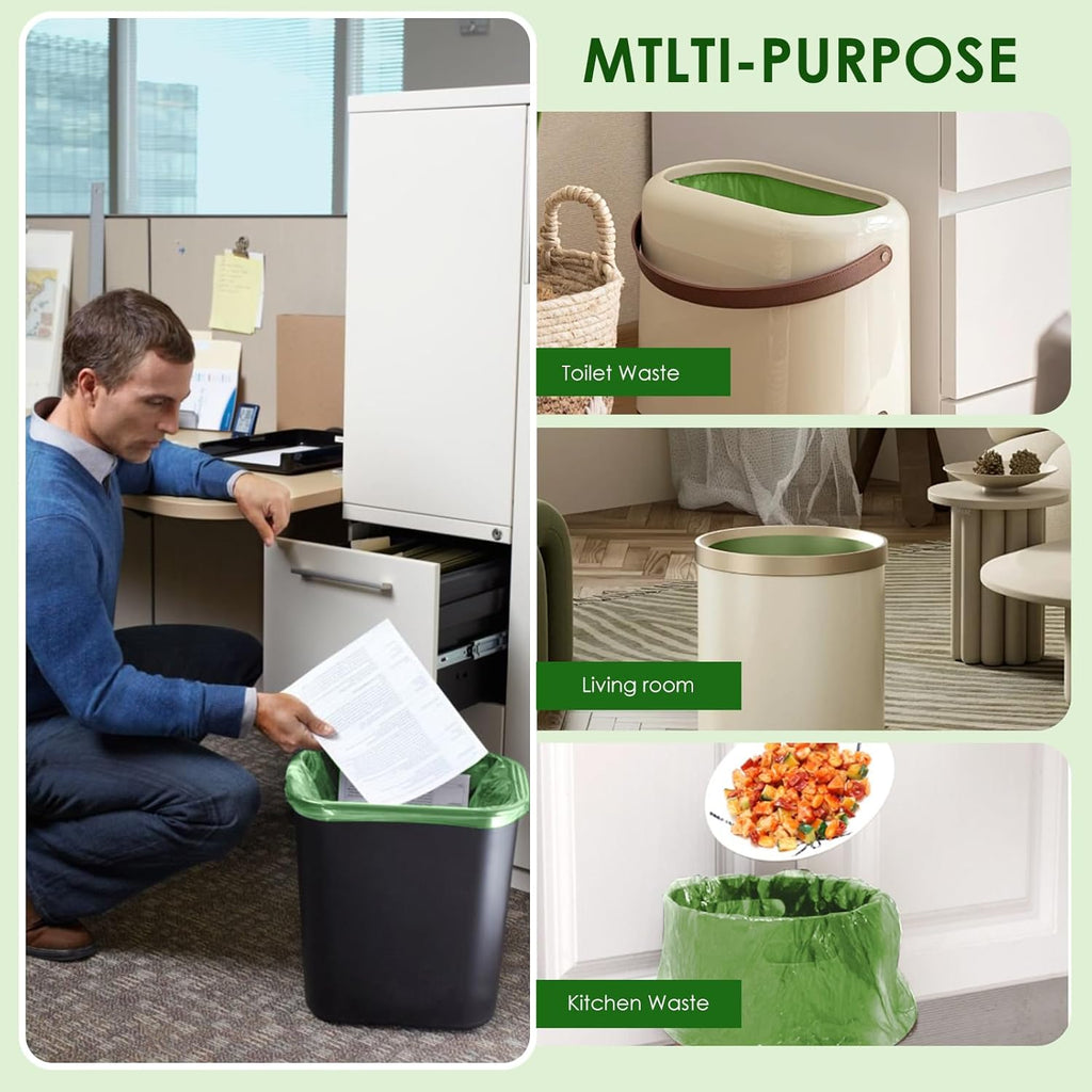 3 Gallon Compostable Trash Bags with Drawstring, Heavy Duty Extra Thick 1 Mil, 11.36 Liter, 50 Bags, Small Kitchen Food Scrap Waste Bag, US BPI and OK Compost Home Certified(3 Gallon 50 Count)