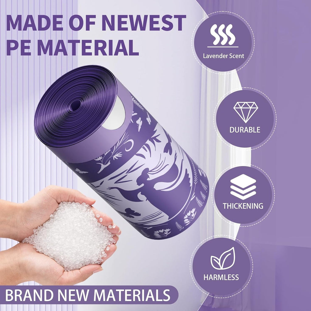 VOK 8 Gallon Trash Bags Drawstring, Medium Trash Bags for Office, Kitchen, Bedroom Trash Cans, Colored Portable Sturdy Garbage Bags 8 Gallon with Lavender Scent, 60 Counts