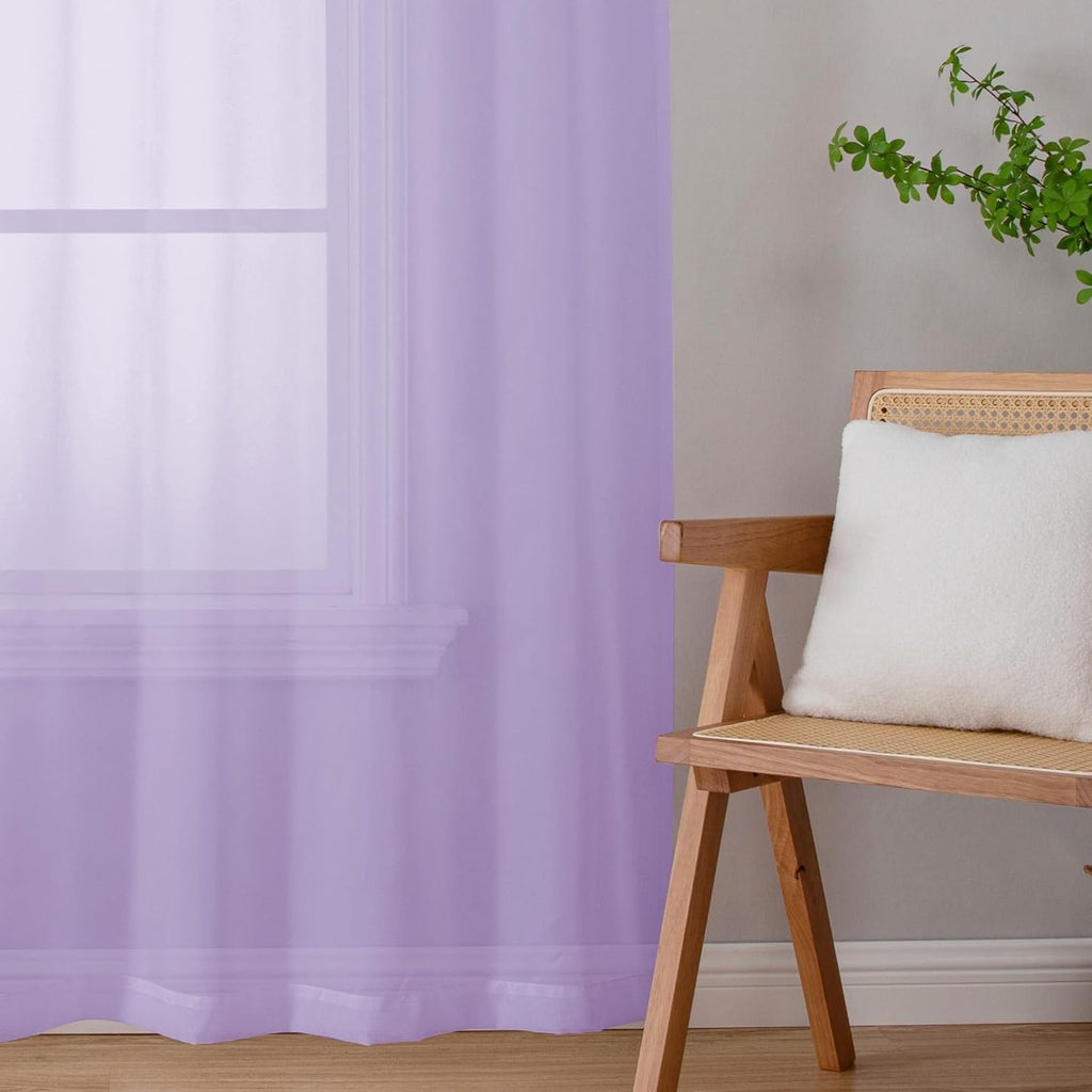 Chyhomenyc Lilac Sheer Curtains 78 Inches Long 2 Panels Set for Living Room, Light Filtering Voile Lightweight Bedroom Curtains, Rod Pocket Solid Window Treatment Drapes, Each 42W x 78L