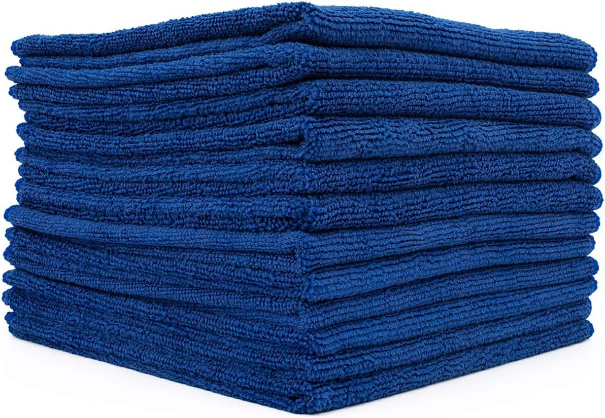 The Rag Company - All-Purpose Microfiber Terry Cleaning Towels - Commercial Grade, Highly Absorbent, Lint-Free, Streak-Free, Kitchens, Bathrooms, Offices, 300gsm, 12in x 12in, Royal Blue (12-Pack)