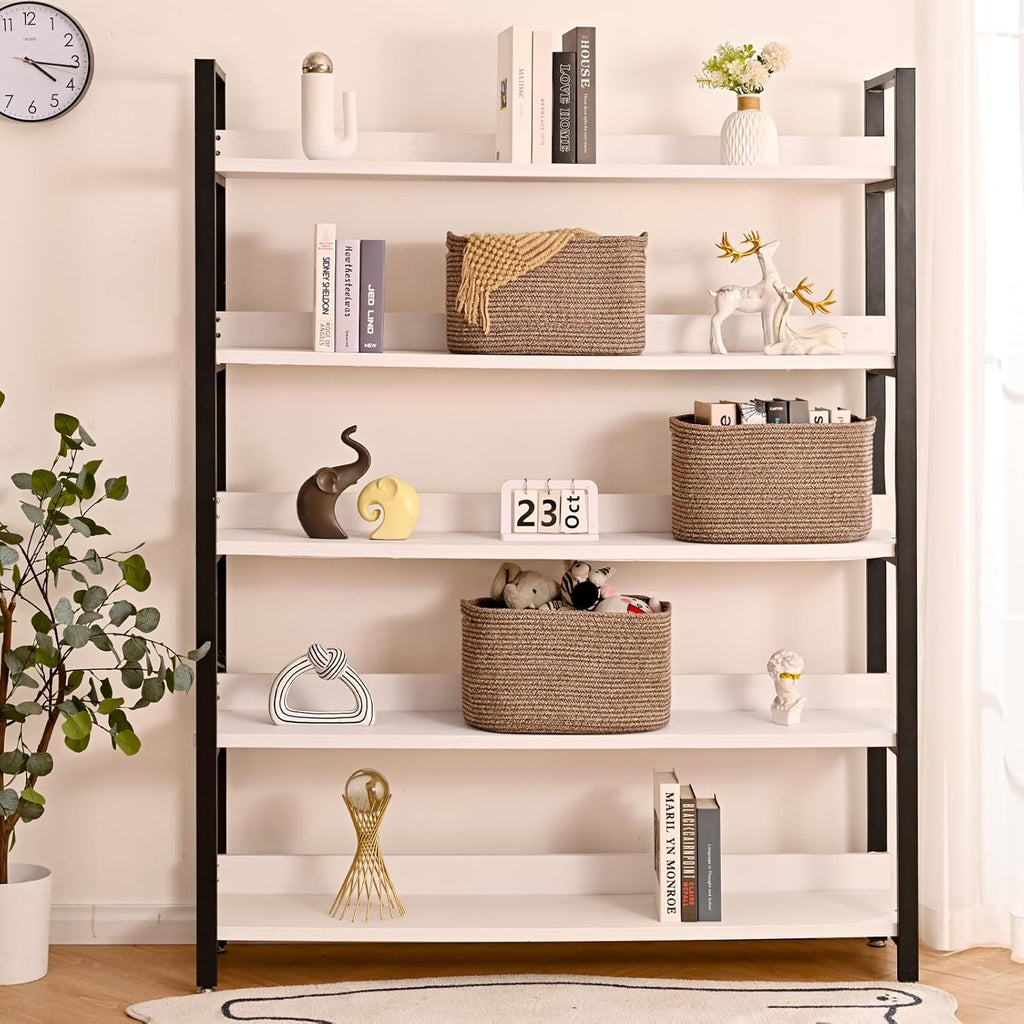 Storage Baskets for Organizing Shelves, Woven Cotton Rope Bins for Baby Nursery Organization, Book Toy Towel Organizer, 15"x11"x9.5", 3 Packs, Dark Brown