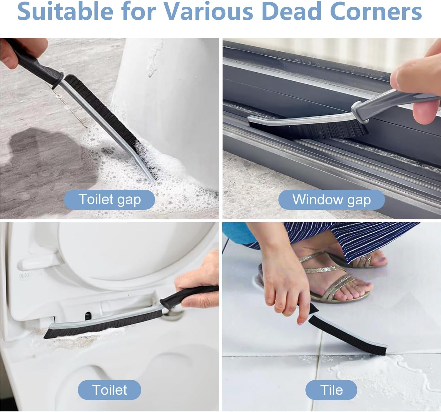 5 PCS Crevice Cleaning Brush, Multifunctional Hard Bristle Grout Cleaner Brush, Bathroom Cleaning Brush Tool with Clip,Kitchen Brush for Household, Kitchen, Window, Sink, Toilet, Grout