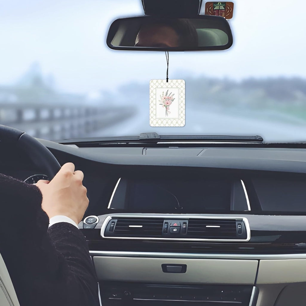 Elegant Rustic Floral Car Air Freshener 4 Pcs, Cottagecore Flower Hanging Scents Air Freshener for Women Girls Gifts, Pastel Leaf Floral Scented Car Accessories Decor for Room Closet Drawer