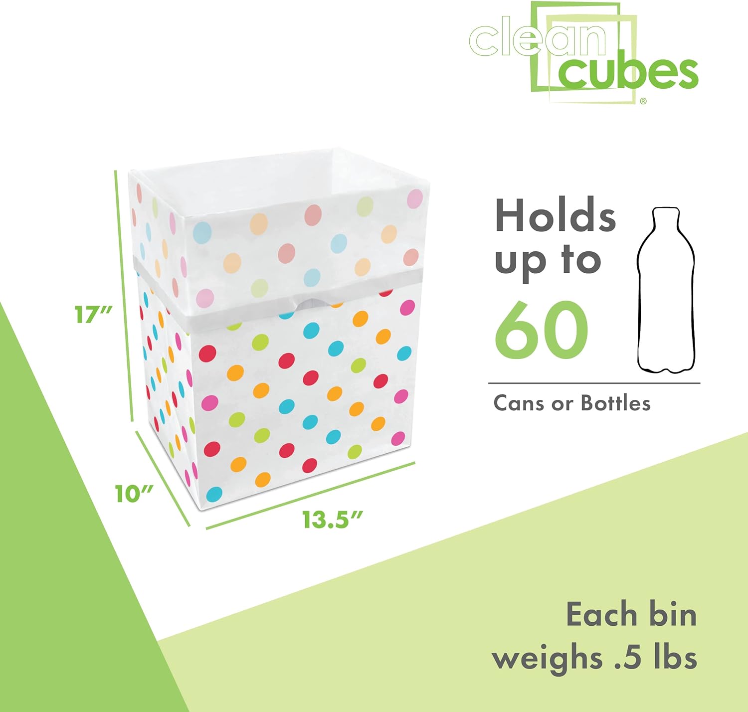 13 Gallon Disposable Pop-Up Trash Cans (6-Pack) with Fitted Bags – Foldable Garbage & Recycling Bins for Parties, Events & Kitchen (Polka Dot, 17" H x 13.5" W x 10" D)