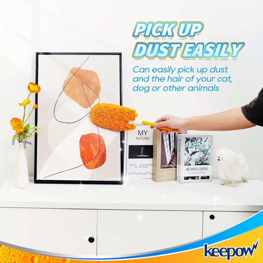 KEEPOW, 6-Pack Microfiber Reusable Refills Compitable with Hand Duster, 360 Degree Dry Microfiber for Cleaning Duster Heavy Duty Refills