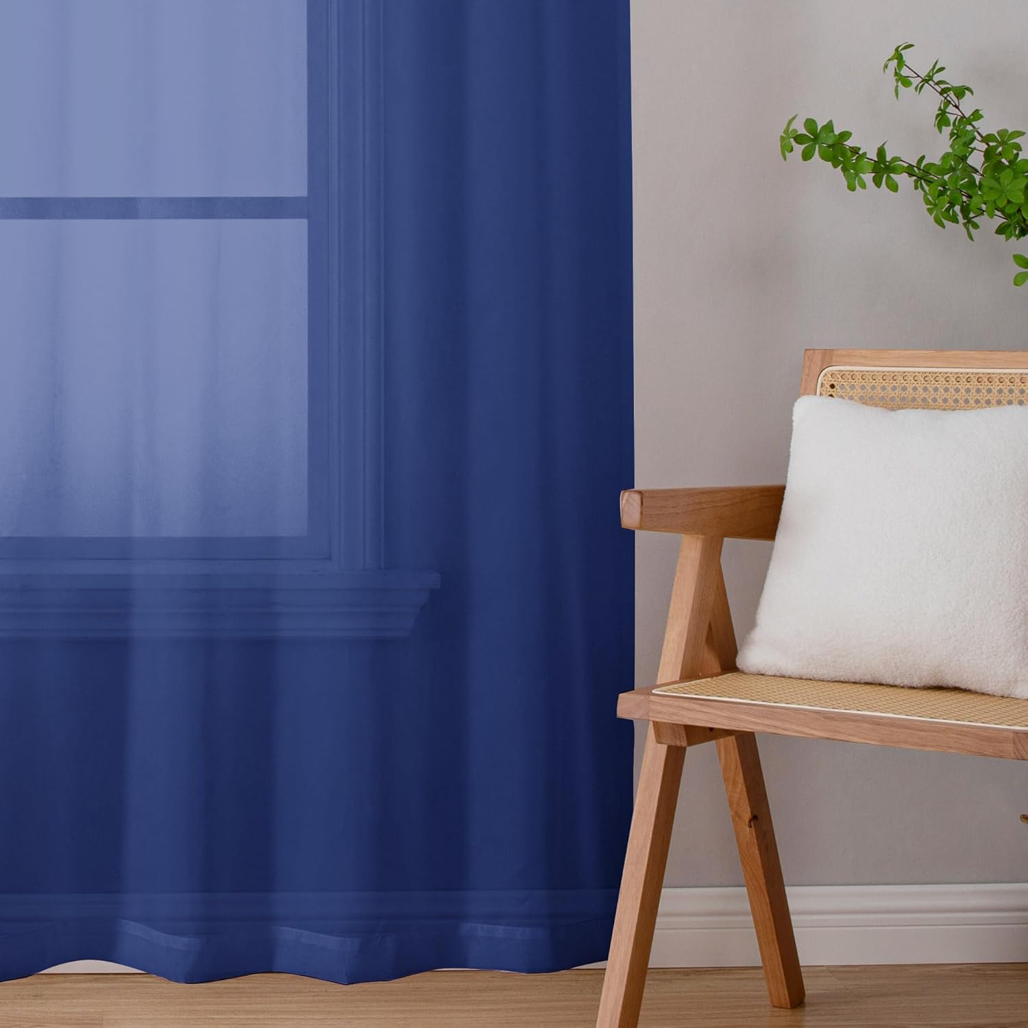 Chyhomenyc Sheer Royal Blue Curtains 90 inches Long 2 Panels, Light Filtering Soft Airy Solid Elegant Voile Window Treatment Drapes for Bedroom Living Room Wedding Party Decor, 42 Wx90 L Inches