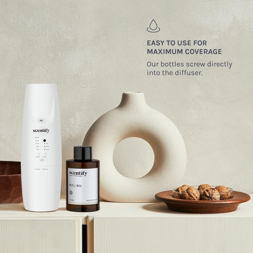 Scentify Malibu Aroma Oil Refill Scent for Oil Diffusers - Lemon, White Tea, Thyme, Cedar, Musk Scents - Luxurious Relaxing Aromatherapy Diffuser Fragrance 100ml, 3.38 oz