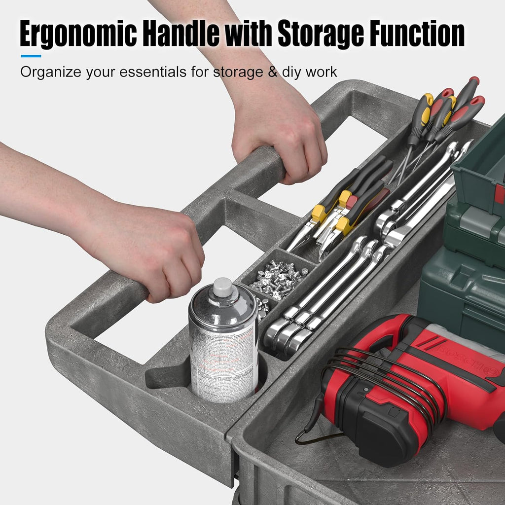 Heavy-Duty Utility Cart Tool Cart, Extra Large Rolling Carts with Storage Handle, Work Cart Service Carts for Garage Warehouse, Workshop, Office, School