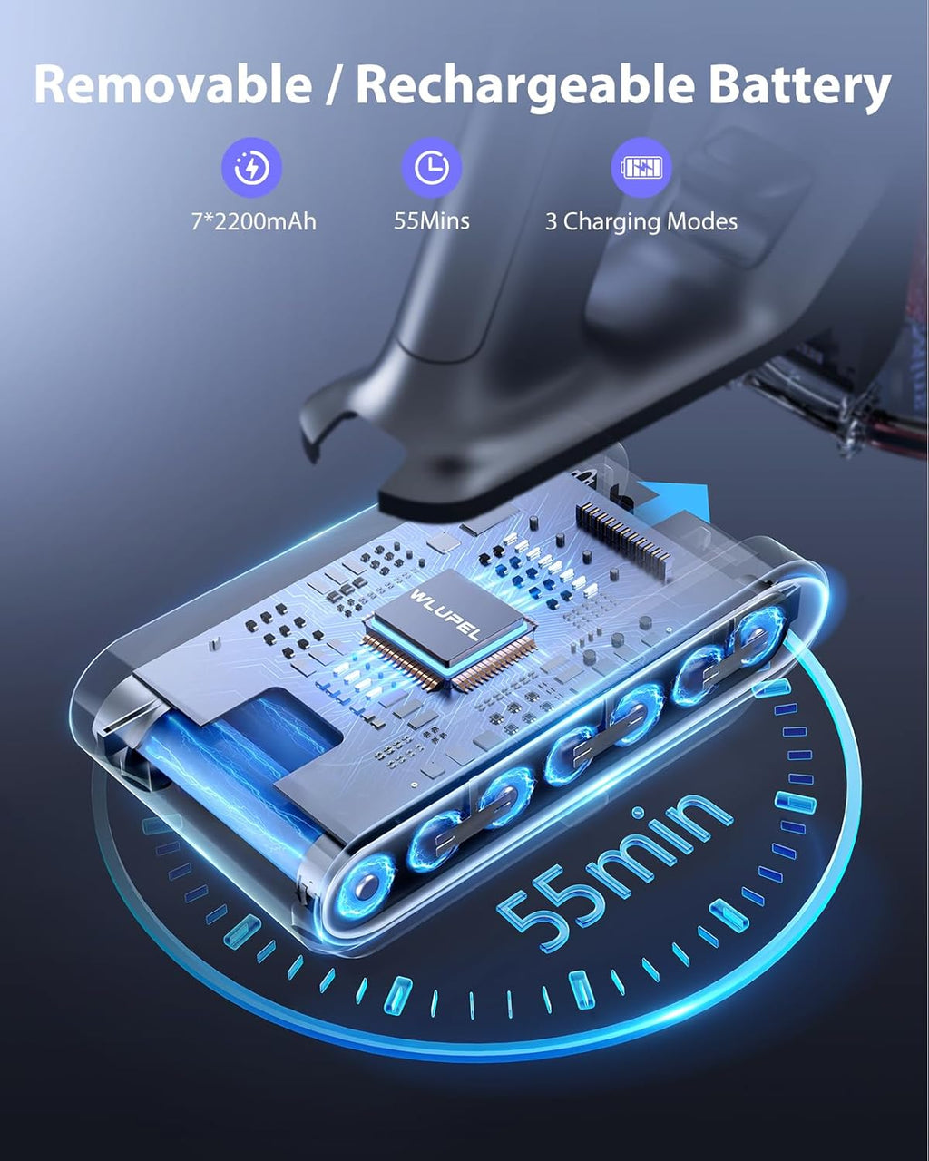 Cordless Vacuum Cleaner, 40kPa/450W Stick Cordless Vacuum Up to 55 Mins Runtime with LED Touch Screen, Anti-Tangle Vacuum Cleaner with Charging Station for Carpet Hard Floor Pet Hair