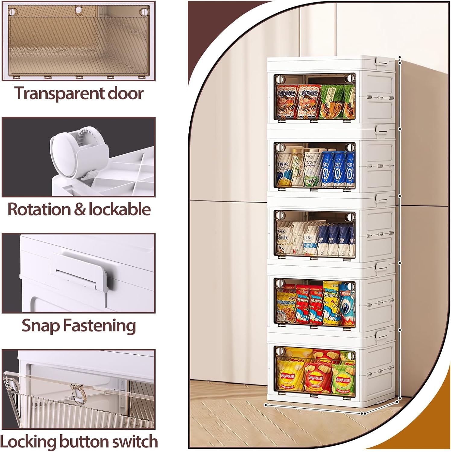 QudraKast 5-Tier Stackable Plastic Storage Bins - 23QT Stackable Storage Bins - Closet Organization and Storage, Suitable for Bedroom, Organization and Storage Boxes for Study, Toy Room, Office