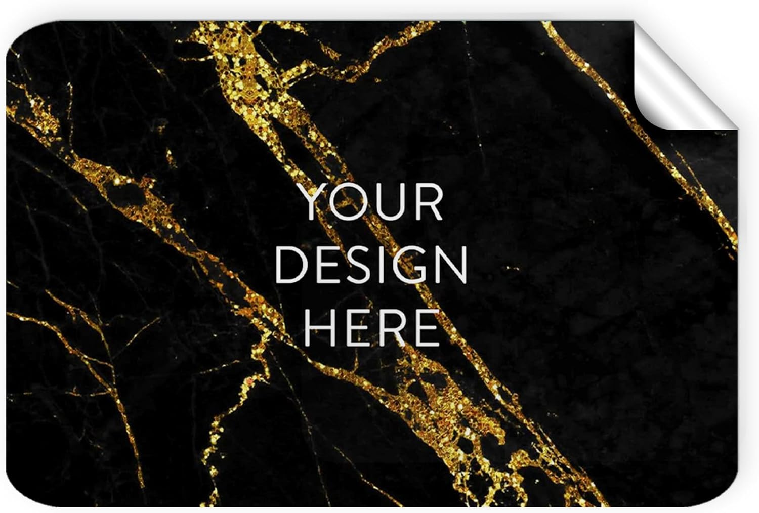 100 Custom Vinyl Stickers - Upload Your own Image, Text, Design, Logo - Personalized Logo Labels for Handmade, Packaging, Bottle, Jars, Candle, Brand Stickers (Black Gold Marble, 4x2)
