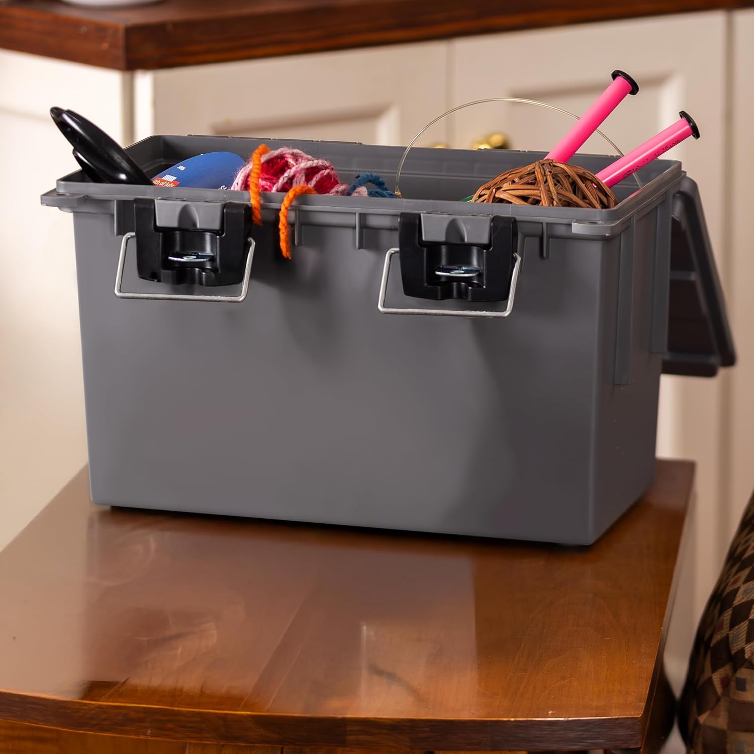 Sheffield 12766 XL Storage Bins With Lids, 4-Pack Stackable Storage Bins, Made in USA, Lockable and Water-Resistant Containers with Lids, Plastic Containers for Home, Classroom, and Dorm