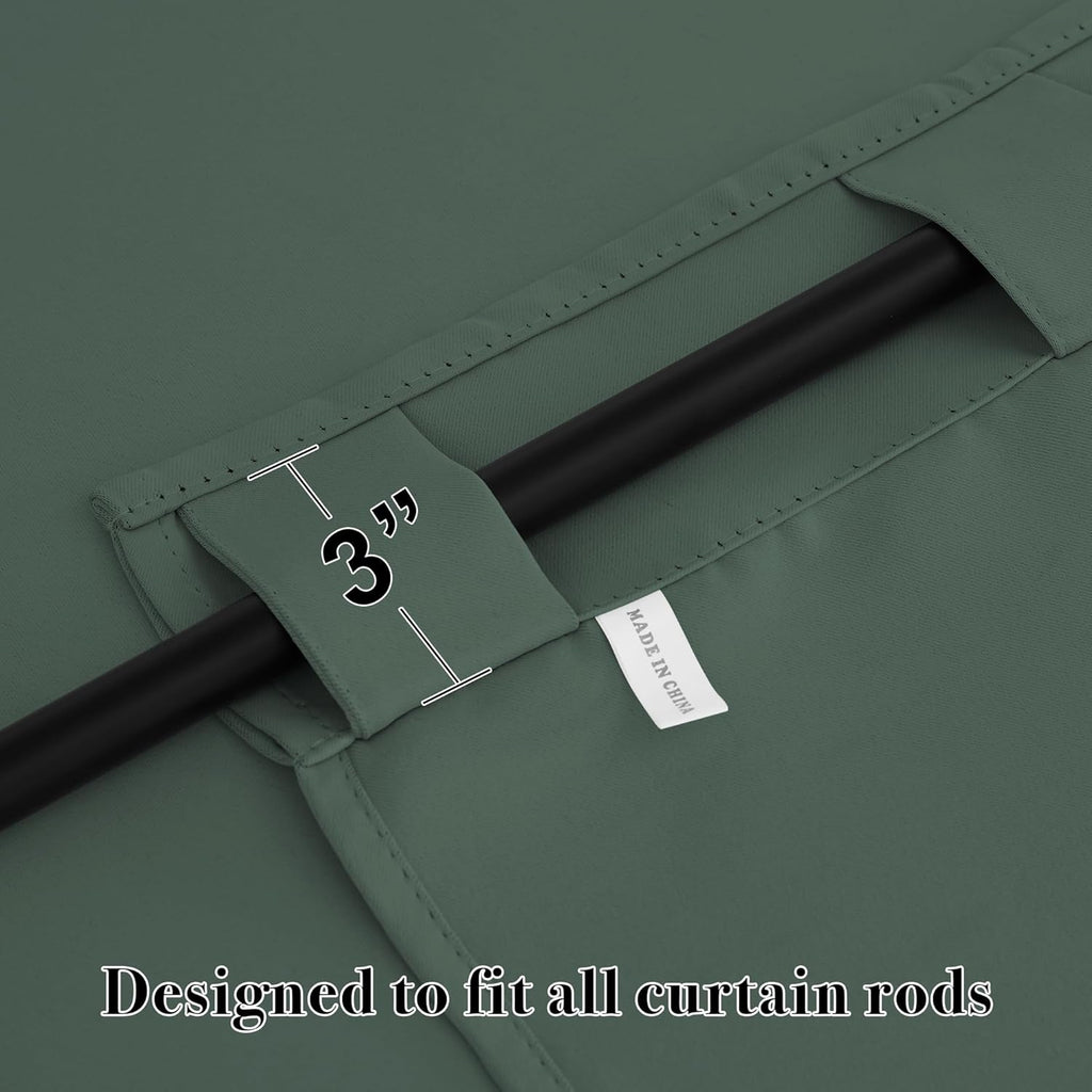 RYB HOME Green Blackout Curtains for Bedroom 63 inches Long - Thermal Insulated Curtains and Drapes Privacy Shades for Living Room Farmhouse Closet, W42 x L63 inch, 2 Panels